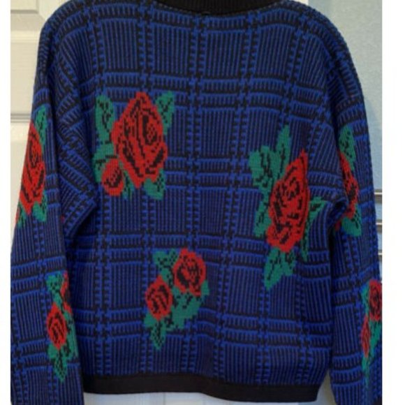 Vintage 80s Gitano Rose Cottagecore Print Sweater - Picture 4 of 6